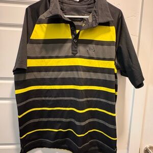 Oakley Black and Yellow Striped Polo Shirt